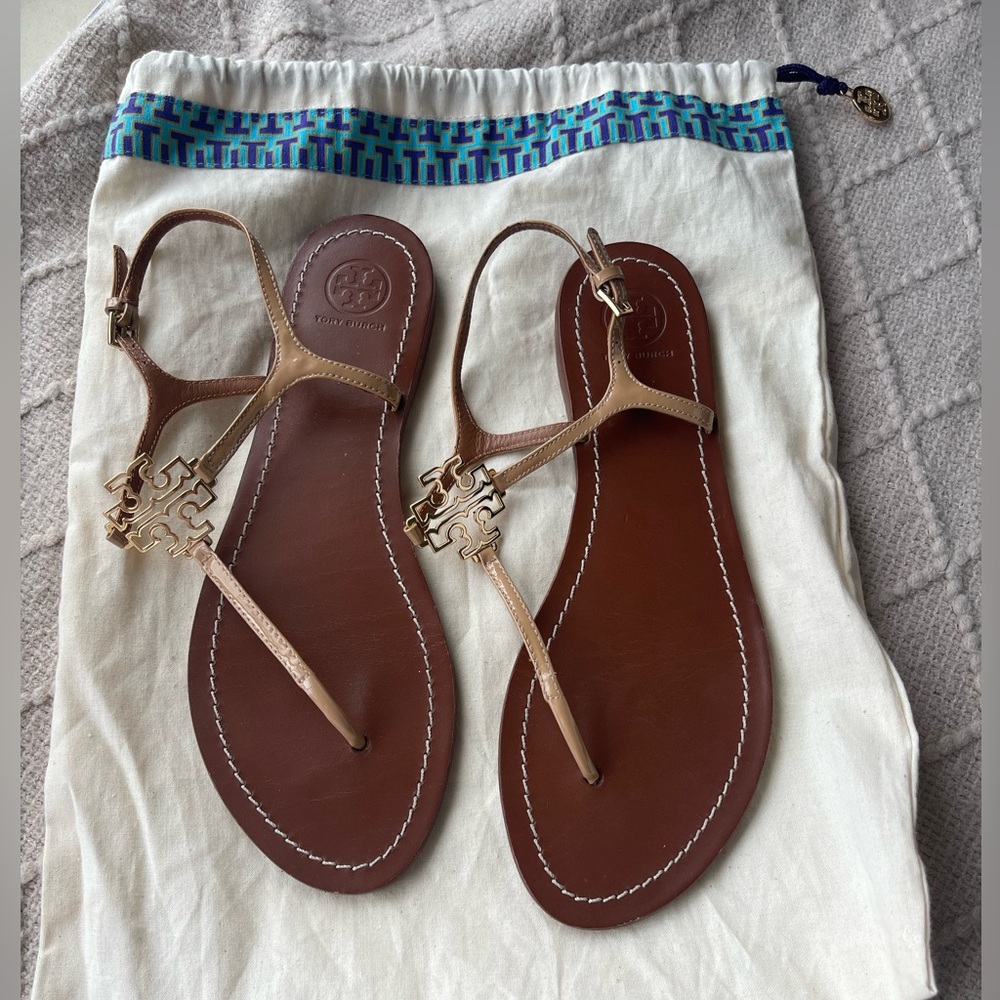 Tory Burch Brown and Tan Sandals